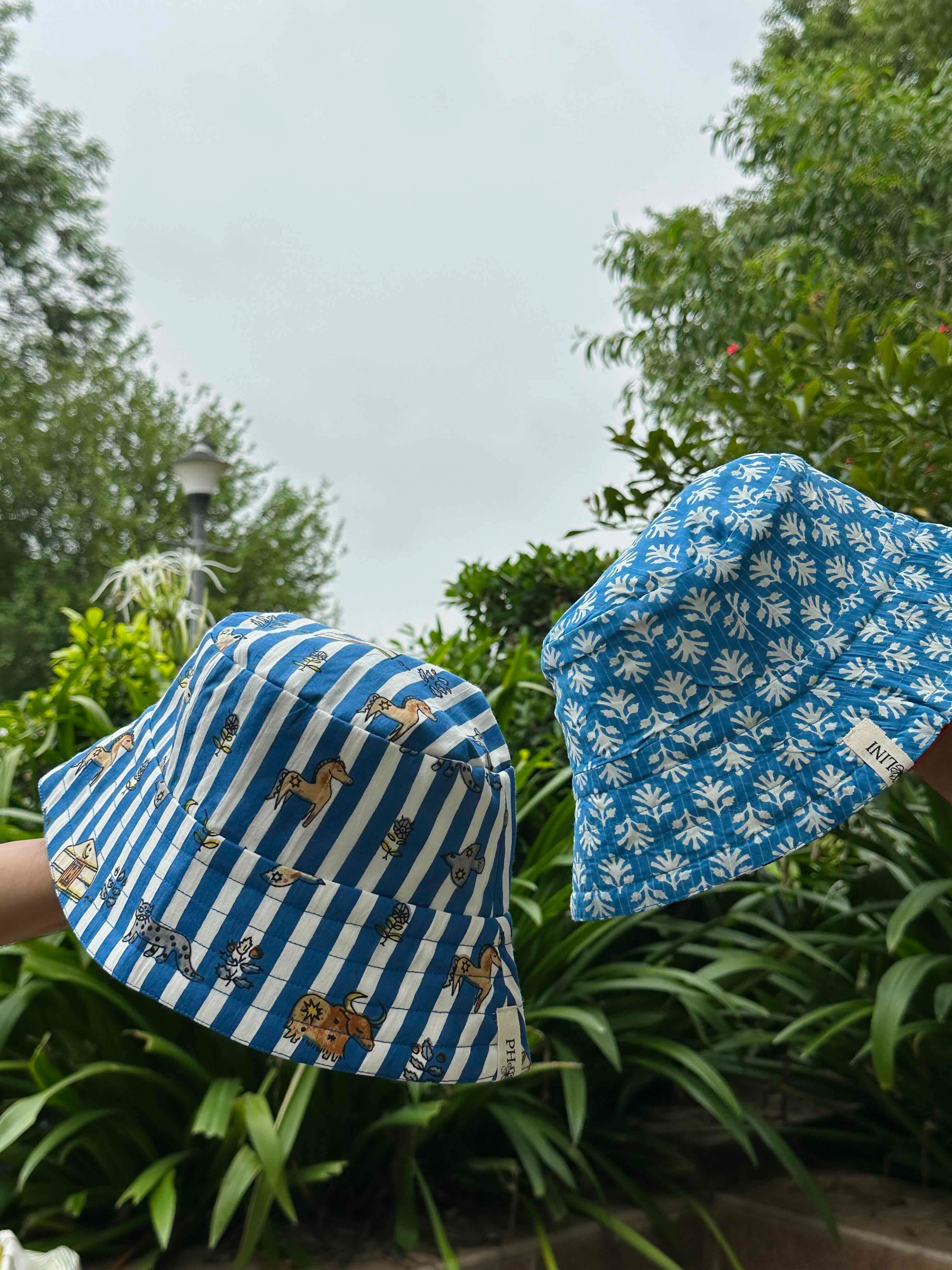 Hidden Animals in Stripes - Cotton REVERSIBLE Bucket Hat