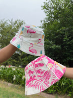 Flamingos and Pineapples - Cotton REVERSIBLE Bucket Hat