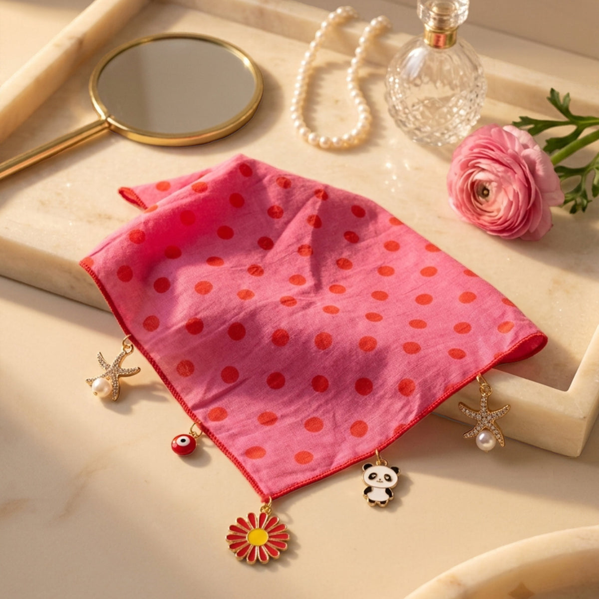 Lulu-Bee Charm Bandana - Fuchsia & Red