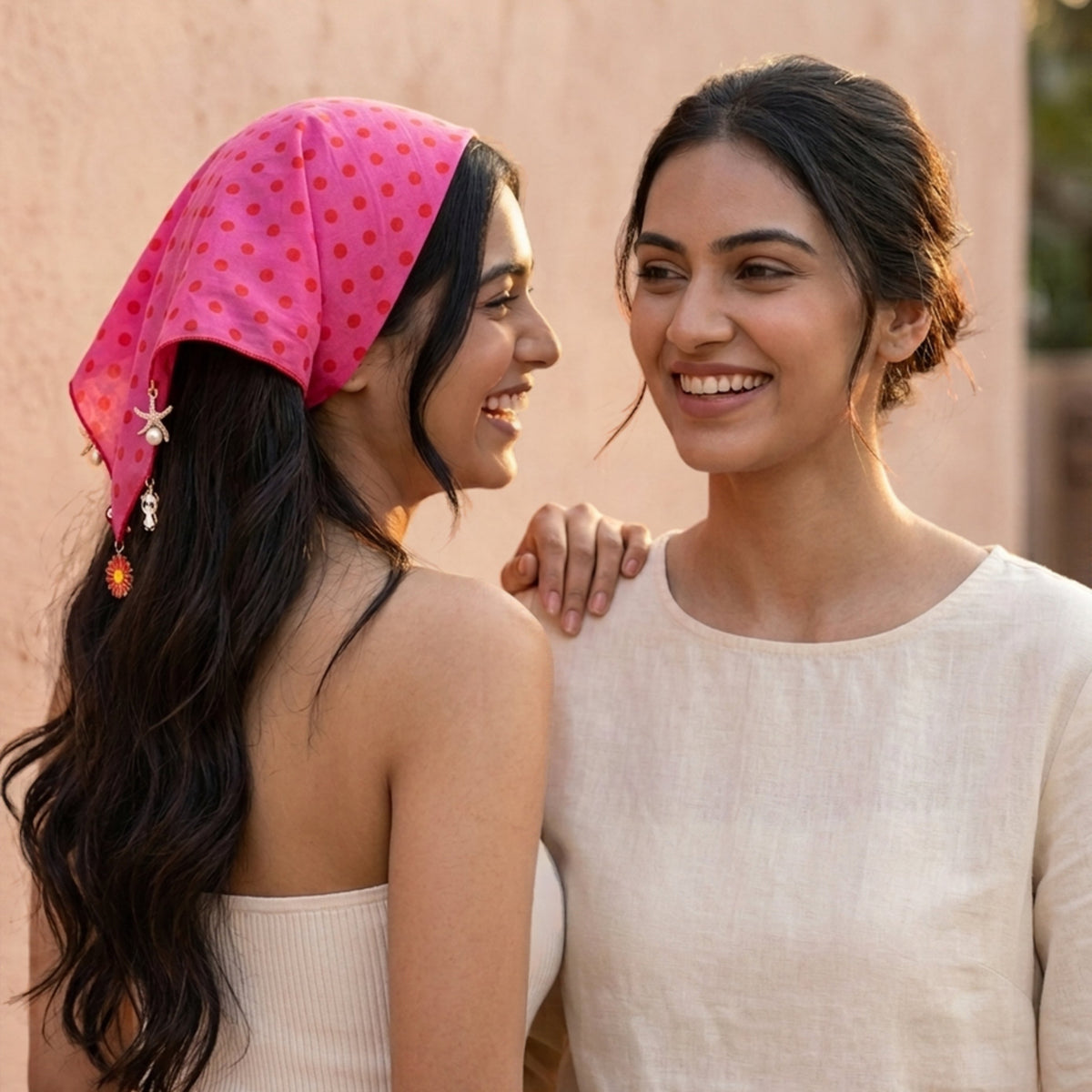 Lulu-Bee Charm Bandana - Fuchsia & Red
