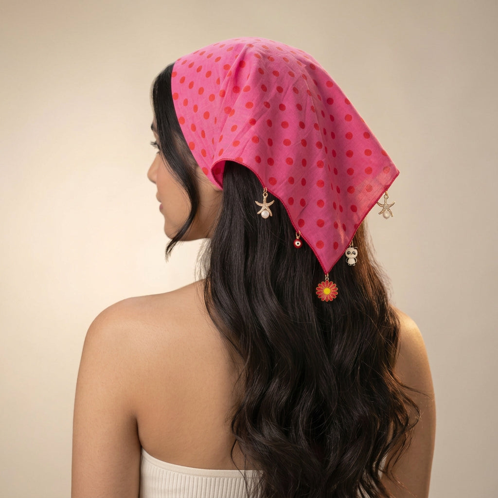 Lulu-Bee Charm Bandana - Fuchsia & Red